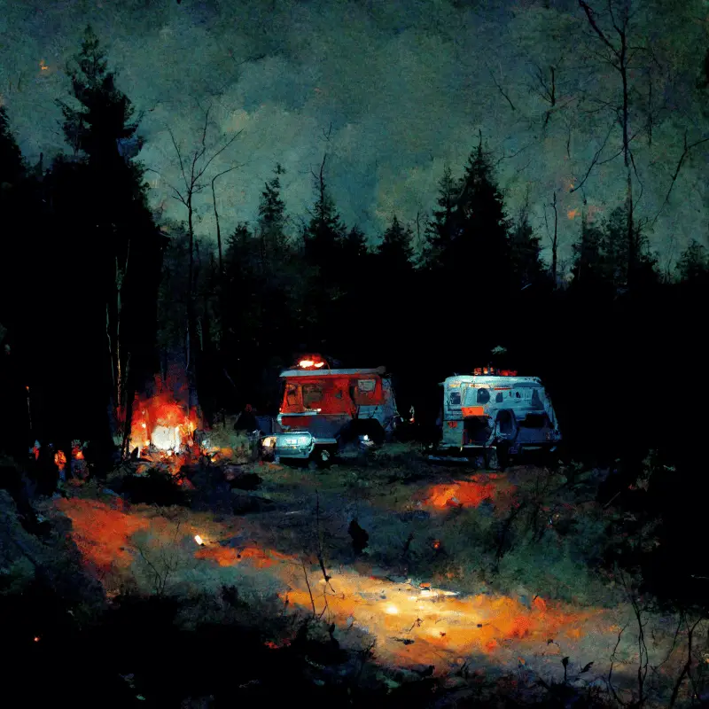 Ai Generated concept of boondocking in an ambulance.